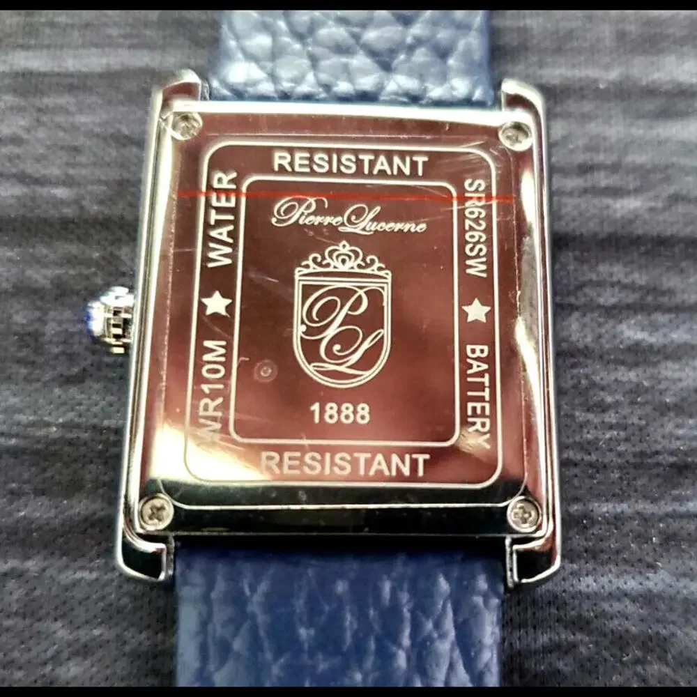 Pierre Lucerne 1888 Tank Swiss Inspired Mens Watch‎ Blue